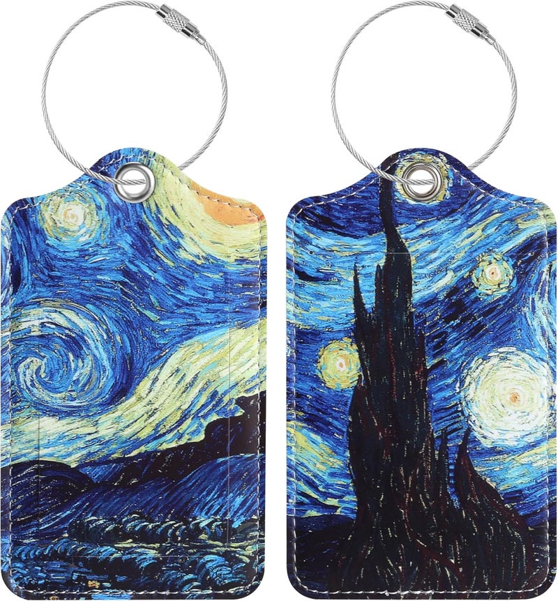 Chelmon Luggage Tags for Suitcases, 2 Pack Cute PU Leather Luggage Tag TSA Approved with Stainless Steel Loop and Address Card Baggage Tag for Travel&Hotel Stays&Cruise Ships&Shipping and Mailing - Image 1